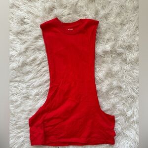 Red Sleeveless gildan mens/boy long armpit muscle tee